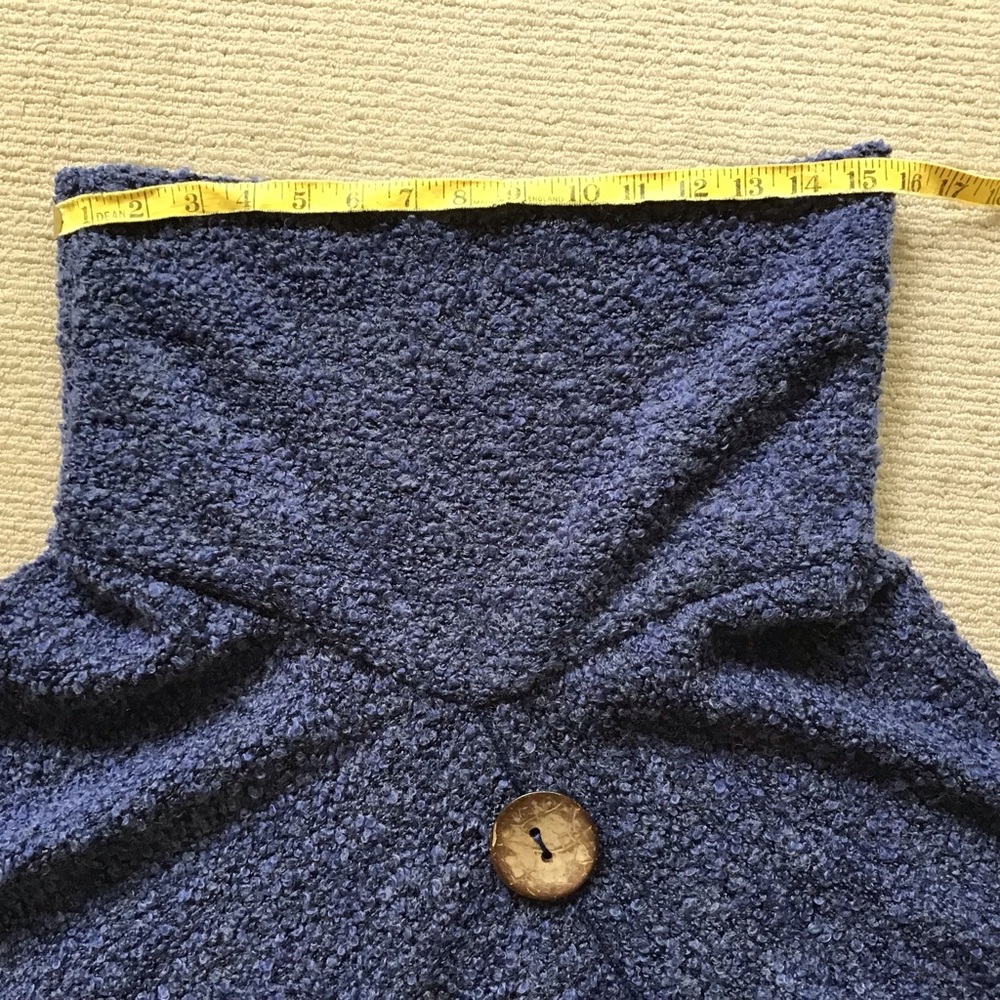 Navy Cozy Knit Poncho with Button Detail - Picture 7 of 8